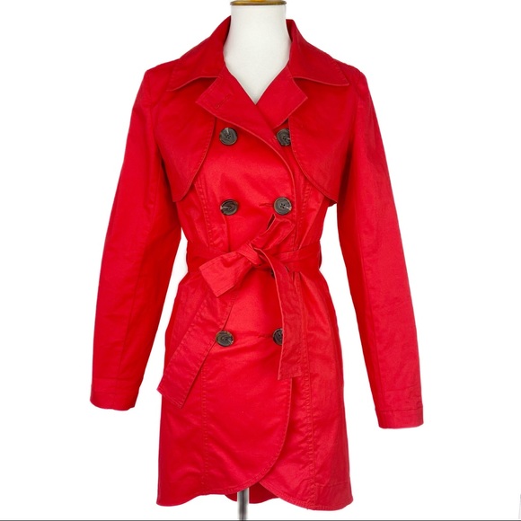CAbi Red Convertible Button Down Trench Coat - Picture 3 of 7